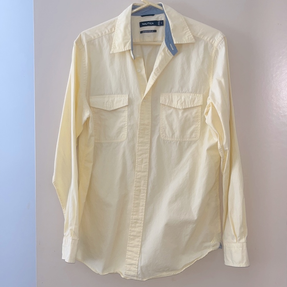 Nautica cotton long sleeve button up collared shirt